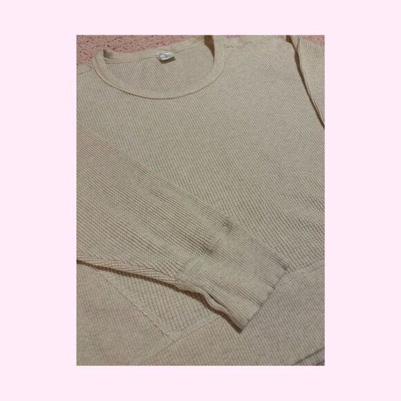 OFFLINE by Aerie Wow! Waffle Oversized Crewneck T-shirt, Cream, Size L - Picture 2 of 6